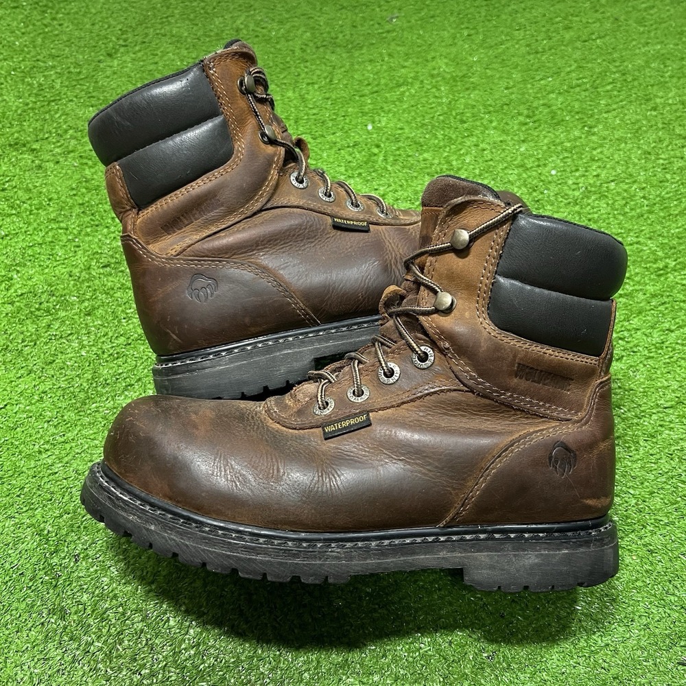 Wolverine Leather Work Book 7.5 Floorhand Waterproof Steel Toe‎ Brown EUC